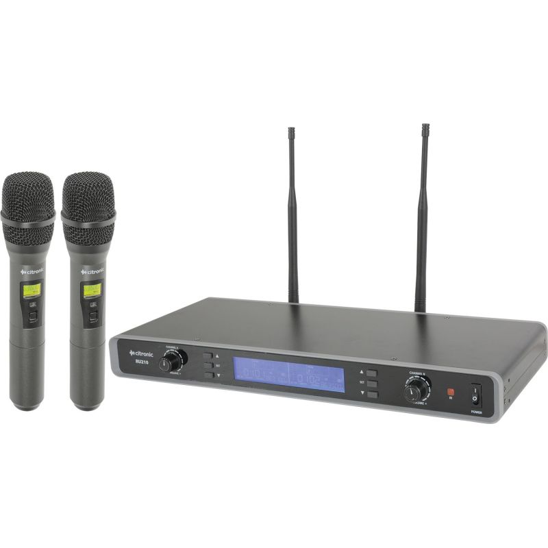 Dual Handheld Microphone System Tuneable UHF