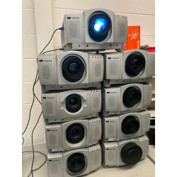 9x Sanyo PLC Professional projectors working